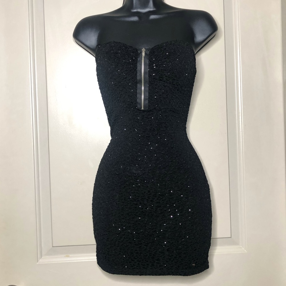 Shining Black Mini Dress